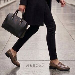 Sarto by Franco Sarto A-Eden Studs Loafers Brown Patent Size 7M New In Box